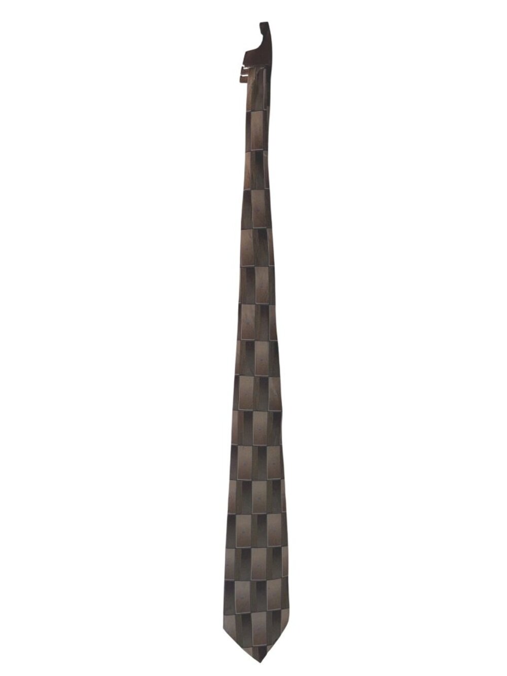 Cambridge Classics Mens Tie 100% Silk Brown Woven Checkered Pattern